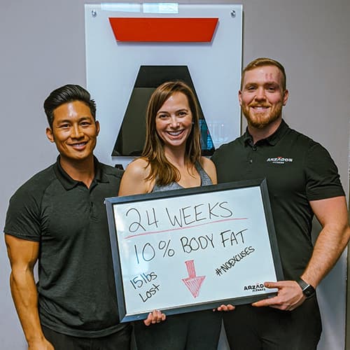 Lyndsay before and after transformation at Arzadon Fitness Toronto
