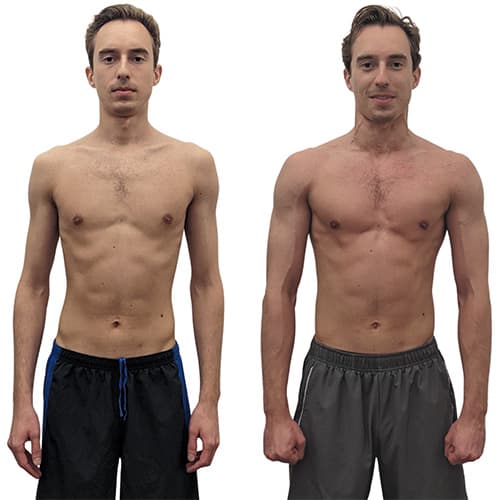 Stephan M. before and after transformation at Arzadon Fitness Toronto